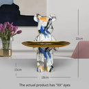 Modern white marble bear figurine sculpture with gold tray living room