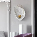 Modern white marble & gold teardrop wall lamp living room sconce