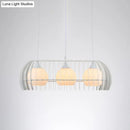 DecorBites™ Modernist Pendant Lamp- White Glass 3-Head Dining Room Island Light Fixture with Cage