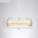 DecorBites™ Modernist Pendant Lamp- White Glass 3-Head Dining Room Island Light Fixture with Cage