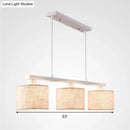 Modern white metal and beige fabric island light fixture for kitchen