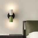 Modern white & olive green macaron wall lamp bedroom sconce