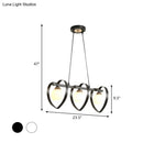 Modern white opal glass island chandelier dining room 3 lights