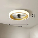 Modern white & orange circular ceiling fan light for bedroom