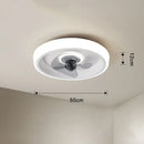 Modern white & orange circular ceiling fan light for bedroom