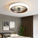 Modern white & orange circular ceiling fan light for bedroom