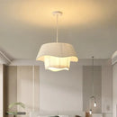 Modern white pleated fabric pendant lights – bedroom creamy style e27