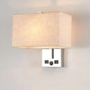 Modern white rectangle wall light kit with usb ports bedroom lamp