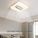 Modern white rectangular bladeless ceiling fan light bedroom