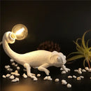 Modern white resin chameleon led table lamp for bedroom reading