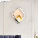 Modern white rhombus wall sconce bedroom led light with wood detail