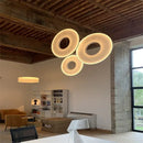 Modern white ribbed circular pendant light dining room hanging lamp