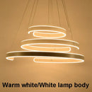 Modern white spiral circle rings pendant light dining room