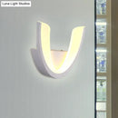 Modern white u-shaped led wall sconce – bedroom warm & white light