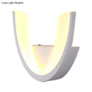 Modern white u-shaped led wall sconce – bedroom warm & white light