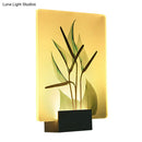 DecorBites™ Modern White Wall Mounted Lamp with Corner LED Mural Lighting and Patterned Acrylic Shade – Flower/Bird Design