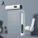 Modern white waterfall digital display basin faucet bathroom mixer