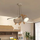 Modern white & wood cartoon deer led pendant light kids bedroom
