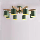 Modern white wood chandelier – kitchen island lighting fixture