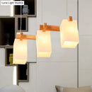 Modern white wood triple light linear chandelier kitchen island lighting