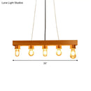 Modern wood 5 light rectangular chandelier – dining room ceiling light