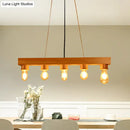 Modern wood 5 light rectangular chandelier – dining room ceiling light