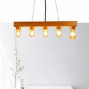 Modern wood 5 light rectangular chandelier – dining room ceiling light