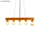 Modern wood 5 light rectangular chandelier – dining room ceiling light