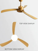 Modern wood 56 inch 3-leaf fan light with remote control dining room
