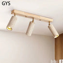 Modern wood and beige concrete led ceiling spotlight living room