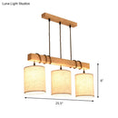 Modern wood and beige fabric island lighting fixture dining room