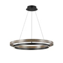 Modern wood and black double circular led chandelier dining room