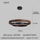 Modern wood and black double circular led chandelier dining room