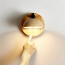 Modern wood and black iron wall light fixture bedroom sconce
