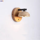Modern wood and black iron wall light fixture bedroom sconce