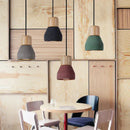 Modern wood and concrete pendant light kitchen hanging fixture