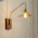 Modern wood and copper led wall sconce bedroom glass stair light