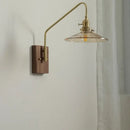 Modern wood and copper led wall sconce bedroom glass stair light