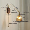 Modern wood and copper led wall sconce bedroom glass stair light