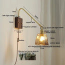 Modern wood and copper led wall sconce bedroom glass stair light