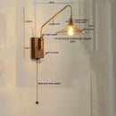 Modern wood and copper led wall sconce bedroom glass stair light