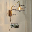 Modern wood and copper led wall sconce bedroom glass stair light