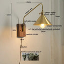 Modern wood and copper led wall sconce bedroom glass stair light