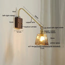 Modern wood and copper led wall sconce bedroom glass stair light