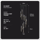 Modern wood and crystal column led chandelier staircase light