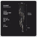 Modern wood and crystal column led chandelier staircase light
