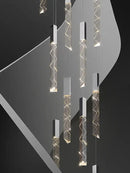 Modern wood and crystal column led chandelier staircase light