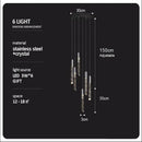 Modern wood and crystal column led chandelier staircase light