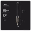 Modern wood and crystal column led chandelier staircase light