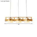 Modern wood and frosted glass island pendant light kitchen fixture